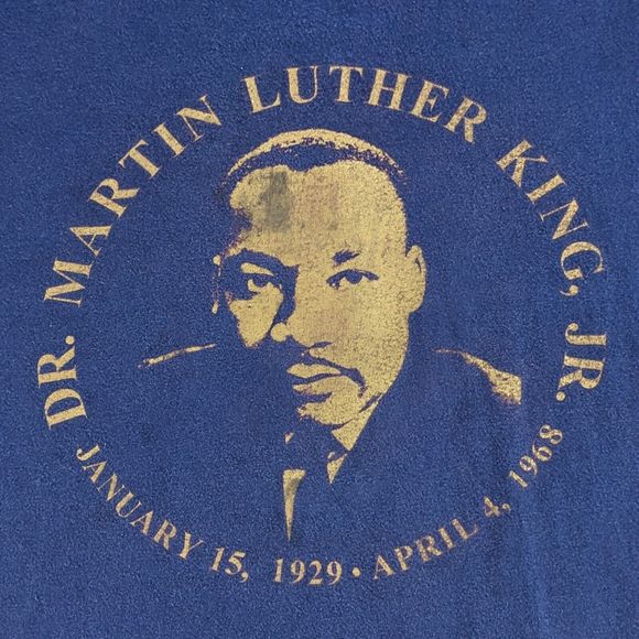 Vtg 90s Martin Luther King Jr T-Shirt Mens XXL Portrait Quote Single Stitch Blue - Picture 2 of 8